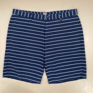GAP Men’s Classic Navy and White Striped Cotton Flat Front Khaki Shorts Size 36